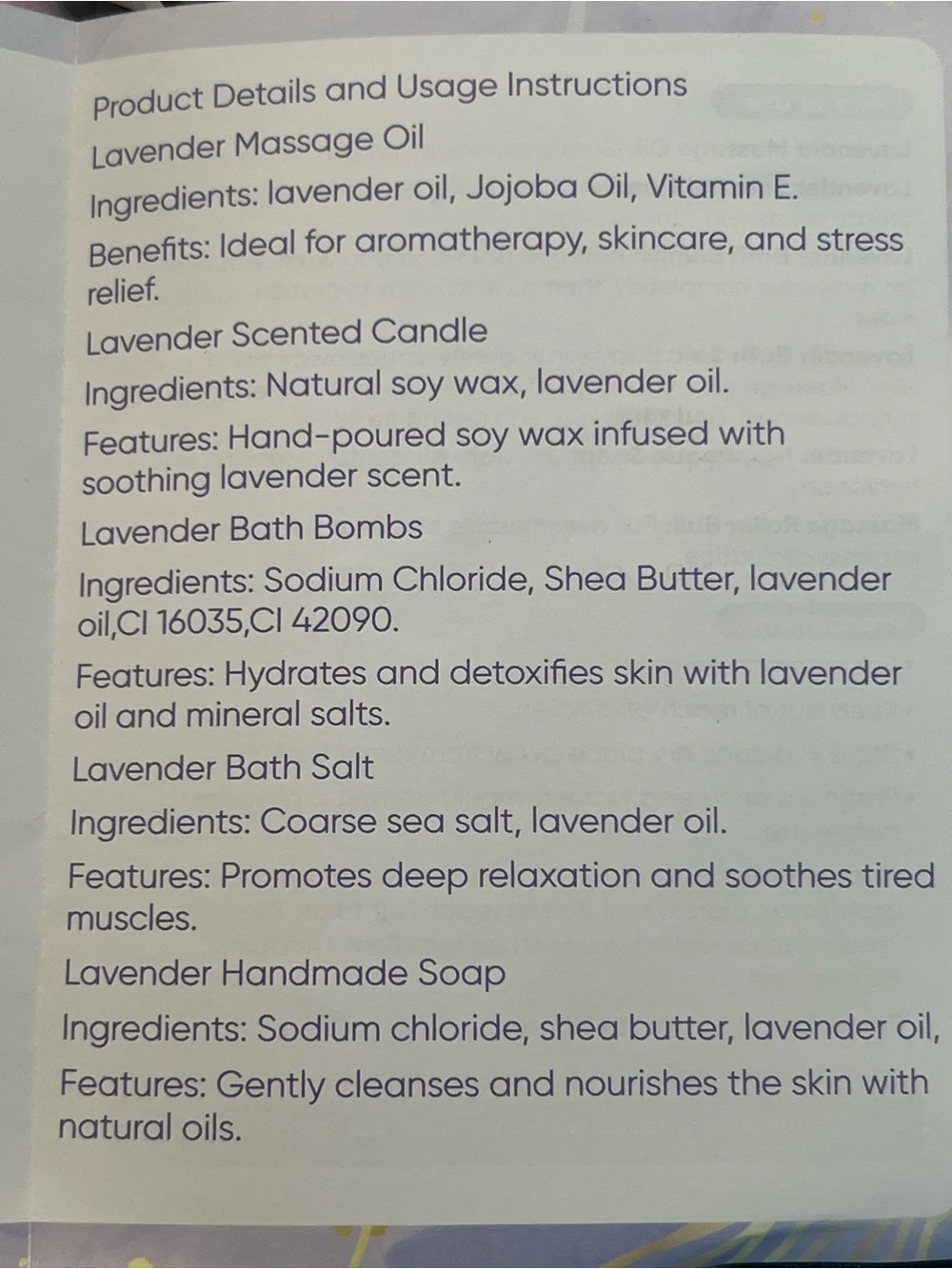 BNLCD NIB Lavender Spa Gift Set-10 items